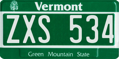 VT license plate ZXS534
