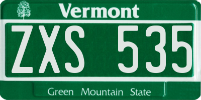 VT license plate ZXS535