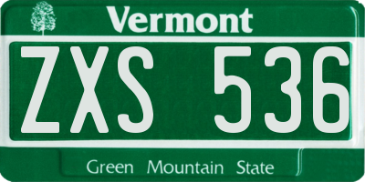VT license plate ZXS536