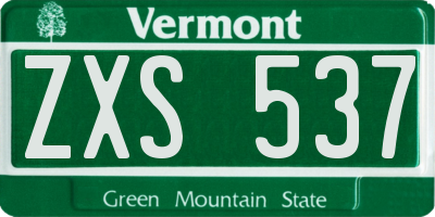 VT license plate ZXS537