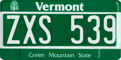 VT license plate ZXS539