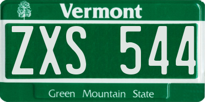 VT license plate ZXS544