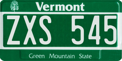 VT license plate ZXS545