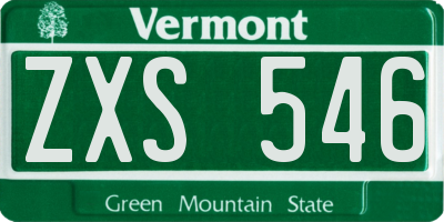 VT license plate ZXS546