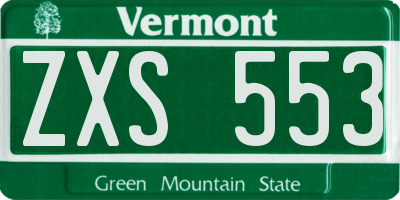 VT license plate ZXS553