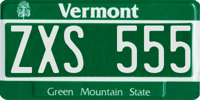 VT license plate ZXS555
