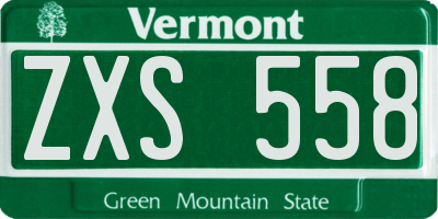 VT license plate ZXS558