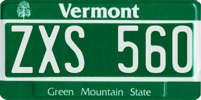 VT license plate ZXS560