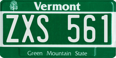 VT license plate ZXS561
