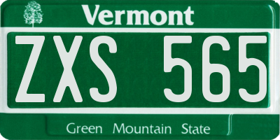 VT license plate ZXS565