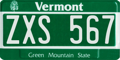 VT license plate ZXS567
