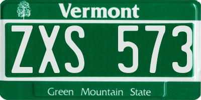 VT license plate ZXS573