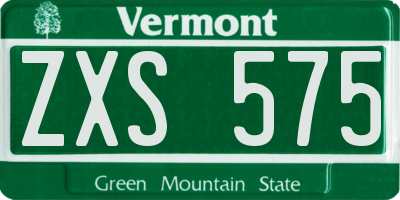 VT license plate ZXS575