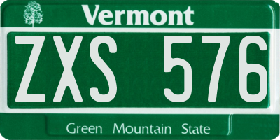 VT license plate ZXS576