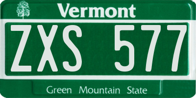 VT license plate ZXS577