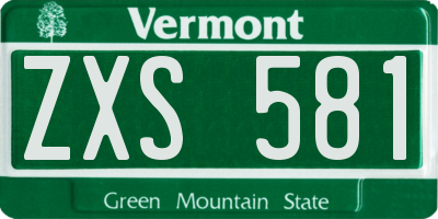 VT license plate ZXS581