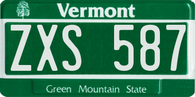 VT license plate ZXS587
