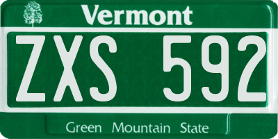 VT license plate ZXS592