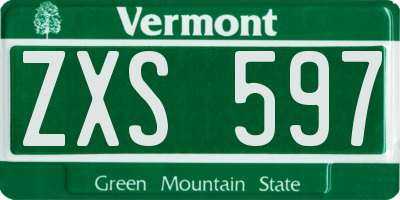 VT license plate ZXS597