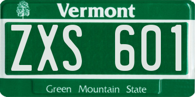 VT license plate ZXS601