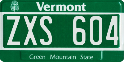 VT license plate ZXS604