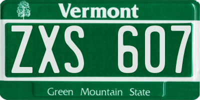 VT license plate ZXS607