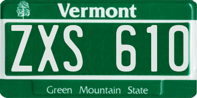 VT license plate ZXS610