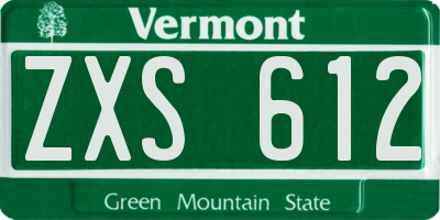 VT license plate ZXS612