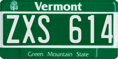 VT license plate ZXS614