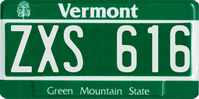 VT license plate ZXS616