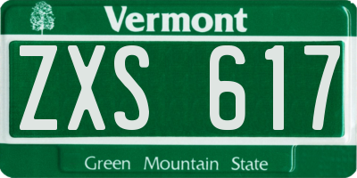 VT license plate ZXS617