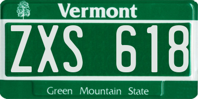 VT license plate ZXS618