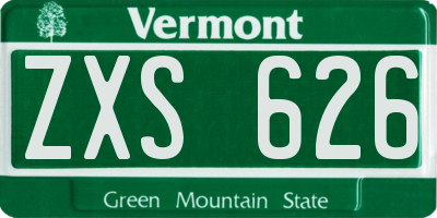 VT license plate ZXS626