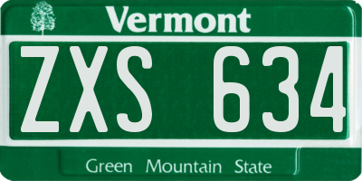 VT license plate ZXS634