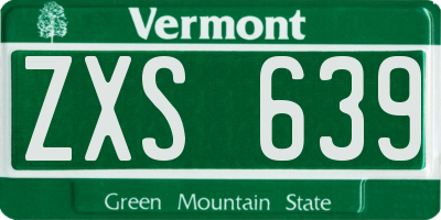 VT license plate ZXS639