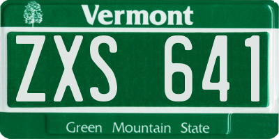 VT license plate ZXS641