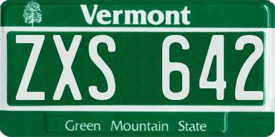 VT license plate ZXS642