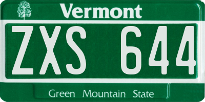 VT license plate ZXS644