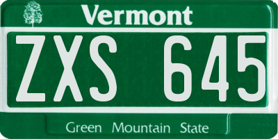 VT license plate ZXS645