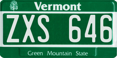 VT license plate ZXS646