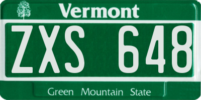 VT license plate ZXS648