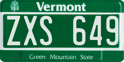 VT license plate ZXS649