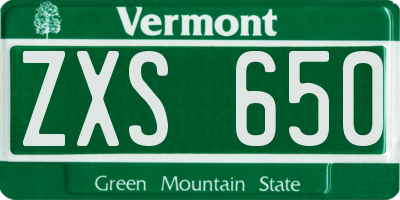 VT license plate ZXS650