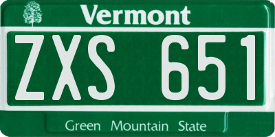 VT license plate ZXS651