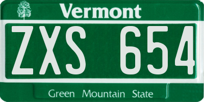 VT license plate ZXS654