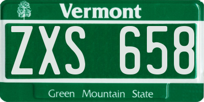 VT license plate ZXS658
