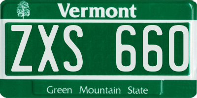 VT license plate ZXS660