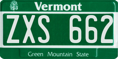 VT license plate ZXS662