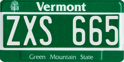 VT license plate ZXS665