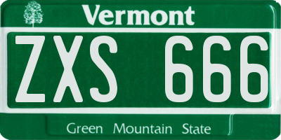 VT license plate ZXS666